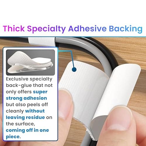 Hook and Loop Cable Ties, Self Adhesive Hook and Loop Cable Straps, Sticky-back Cord Organizer, Cable Clip, Household & Office Essentials, 40Pcs per Pack