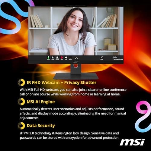MSI Modern All-in-One, 23.8" FHD Touchscreen, Intel Core 7 150U(>i7-1335U, 5.40 GHz), Prebuilt PC, 1080p IR Webcam, WiFi 6E, Keyboard&Mouse, Windows 11 Home, Black(64GB DDR5 RAM | 1TB SSD | 1TB HDD)