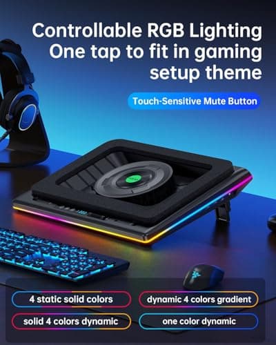 llano RGB Laptop Cooling Pad, Gaming Laptop Cooler with Powerful Turbofan, Fast Cooling Laptop 15.6-21in, Adjustable Speed, Touch Control, LCD Screen
