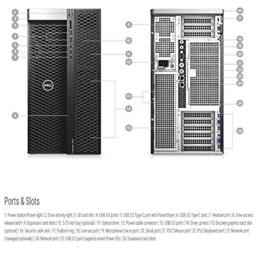 PCSP Precision 7920 Tower Workstation, VR CG AI 4K Editing Rendering, 2X Intel Xeon Gold 6148 up to 3.7GHz (40-Cores), 192GB DDR4, 1TB SSD + 4TB HDD, Quadro P4000 8GB, Windows 11 Pro (Renewed)