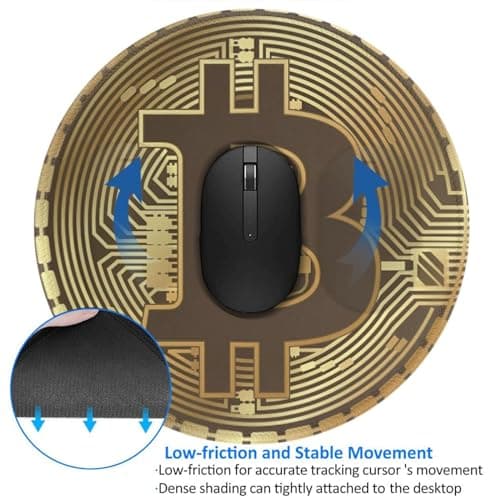 Bitcoin Crypto Currency Mouse Pad, Mouse Pads for Desk, Stitched Edge Mousepad with Non-Slip Rubber Base, Gaming Mouse Mat for Computer Laptop Home Office