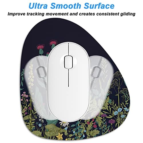 Rimilak Small Mouse Pad 6 x 7 Inch, Irregular Mini Mouse Pad with Non-Slip Rubber Base, Waterproof Compact Mouse Mat for Laptop Computer Wireless Mouse Keyboard Home Office Travel, Midnight Flowers