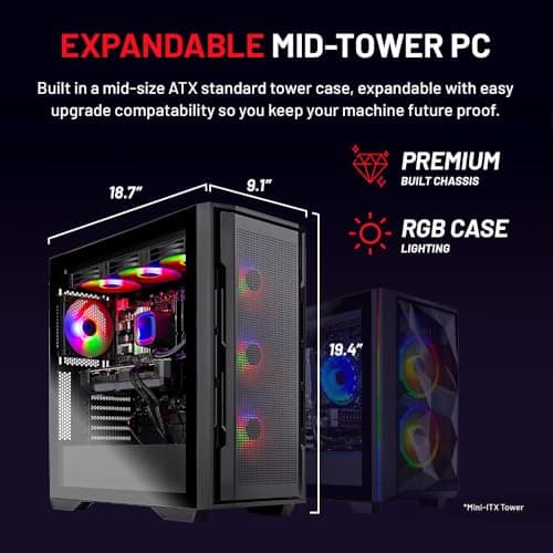 Skytech Rampage Gaming PC Desktop, Ryzen 7 9700X 3.8 GHz (5.5GHz Turbo Boost), NVIDIA RTX 5070 Ti 16GB GDDR7, 1TB Gen4 SSD, 32GB DDR5 RAM 5600 RGB, 850W Gold PSU, 360mm ARGB AIO, Wi-Fi, Win 11