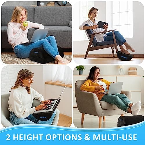 Foot Rest for Under Desk at Work, Comfortable Foot Stool with 2 Adjustable Heights, Footrest with Washable Cover, for Back & Hip Pain Relief, Suitable for Office, Home and Car (Black)