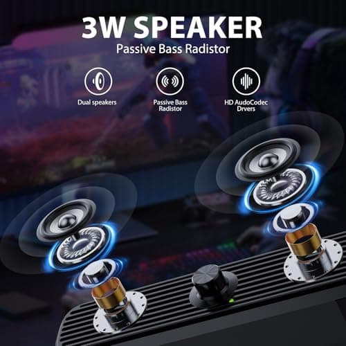 1Mii Computer Speakers for Desktop Laptop Tablet, USB Powered PC Speakers, Small Speakers Wired with Volume Control for Cellphone Pad MP3, Stereo Sound with 3.5mm Audio Plug for Windows Mac Linux PCs