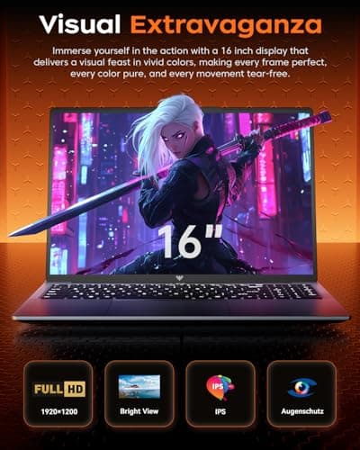 2025 Gaming Laptop, 16.0inch Laptop Computer with AMD Ryzen 7 5825U(8C/16T, Up to 4.5GHz), 16GB RAM 512GB NVMe SSD Windows 11 Laptop, Radeon RX Vega 8 Graphics,WiFi 6, Backlit KB
