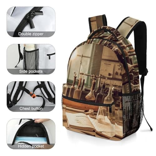 Vintage Chemistry Lab Backpack for Men Women Daypack Carry On Backpack for Travel Business Work Laptop Bag