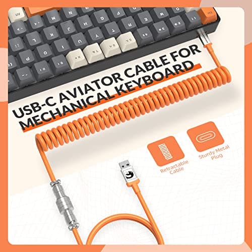 ZIYOU LANG RK-T8 Wired 65% Mechanical Gaming Keyboard with RGB LED Backlit Anti-ghosting TKL Mini 68 Key Custom Coiled C to A Cable Tactile Brown Switch for PS4 PS5 Xbox PC Mac Gamer(White/Dark Gray)