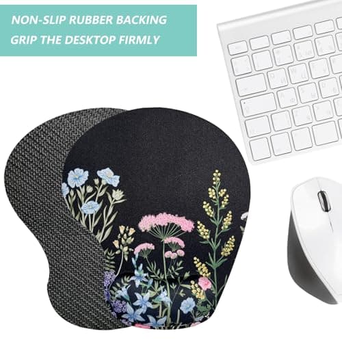Mouse Pad with Wrist Support, Ergonomic Mouse Pads with Memory Foam Wrist Rest, Easy Typing Pain Relief, Comfortable Home Office Computer Wrist Support Pads for Working Studying Gaming, Flowers-01