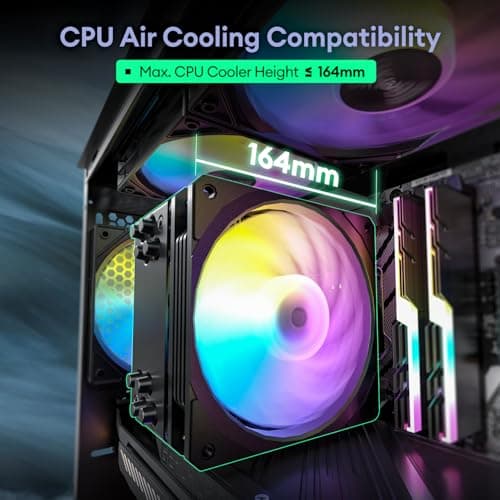 Micro ATX Case, 4 × 120mm ARGB Non-PWM Case Fans Pre-Installed, MATX PC Case, Temper Glass Side Panel, with Type-C, Black, Cypress 3 ARGB
