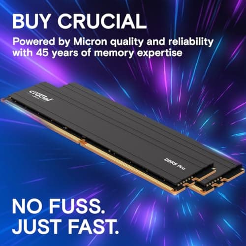 Crucial Pro 32GB DDR5 RAM Kit (2x16GB), 5600MHz (or 5200MHz or 4800MHz) Desktop Memory UDIMM 288-pin, Compatible with 13th Gen Intel Core and AMD Ryzen 7000 - CP2K16G56C46U5