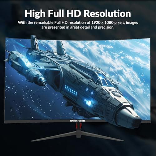 24 Inch Curved Gaming Monitor, 180Hz/144Hz FHD 1080P, 120% sRGB, 1ms, AMD FreeSync, Low Motion Blur, VESA Wall Mount, HDMI 1.4 & DP 1.2 – Black