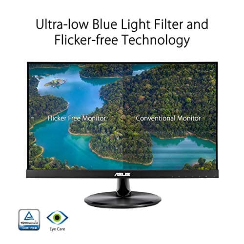 ASUS VP229Q 21.5” Monitor, 1080P Full HD, 75Hz, IPS, FreeSync/Adaptive-Sync, Eye Care, HDMI DisplayPort VGA, Frameless, VESA Wall Mountable BLACK