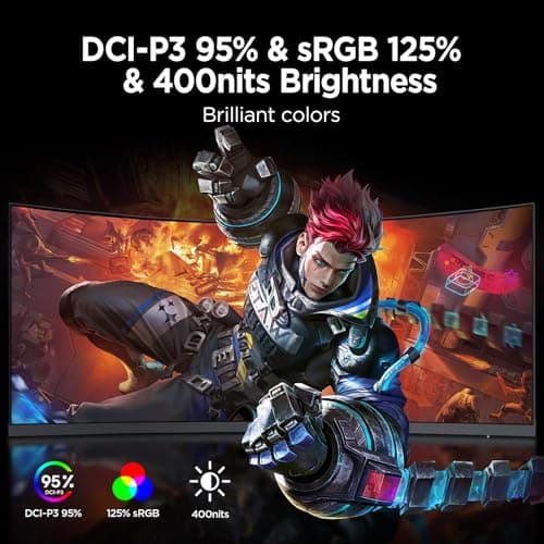 KOORUI 34-inch Curved Ultrawide WQHD 3440×1440 Gaming Monitor, 165Hz 1000R- PIP/PBP, 1ms(MPRT), HDR400, DCI-P3 95%, FreeSync Premium, 1 x DP 1.4 & 2 x HDMI 2.0, Tilt Height Swivel Adjustment, 34E6UC