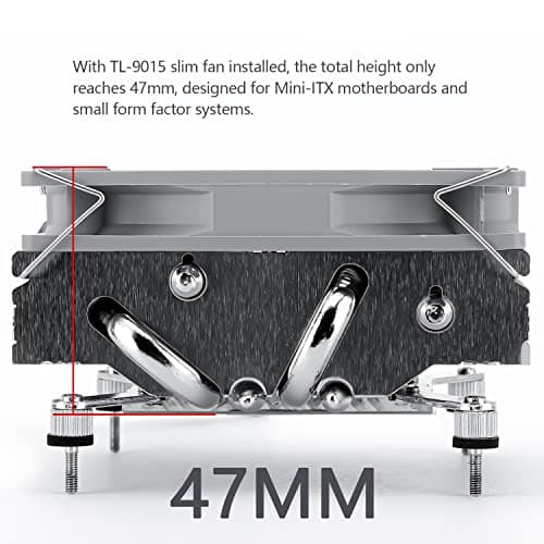 Thermalright AXP90-X53 Black Low Profile ITX CPU Air Cooler, 53mm Height, TL-9015B Slim PWM Fan ITX CPU Heatsink Cooler, AGHP Technology, for AM4/ AM5/Intel 1700/1150/1151/1200/1851(Black)