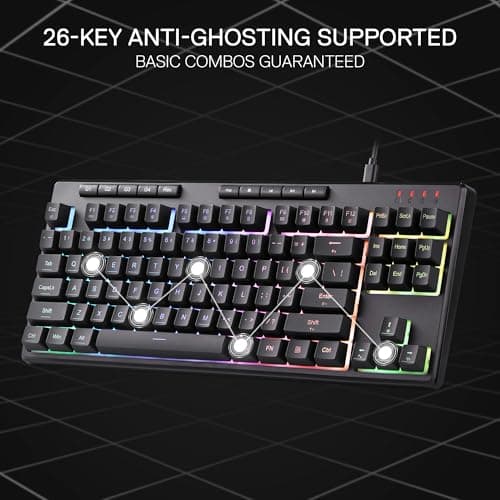 Redragon K516 Shiva TKL Wired RGB Membrane Gaming Keyboard, 87 Keys Mechanical-Feel Keyboard w/Smooth Linear Switch, On-Board Macro & Dedicated Multimedia Keys, 16.8M RGB Backlit, Software Supported