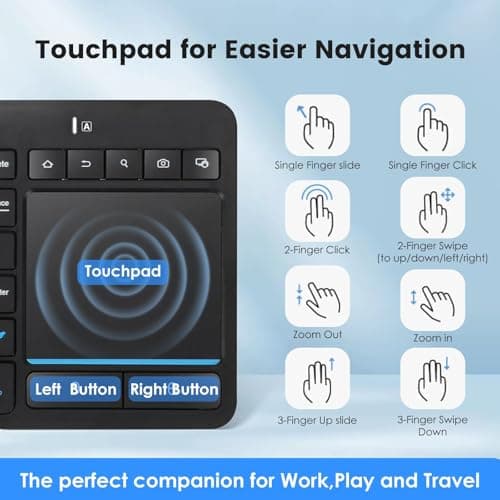 Multi-Device Wireless Bluetooth Keyboard with Touchpad-Wireless TV Keyboard with Multi-Touch Big Size Trackpad,Support 3 Devices for TV,Windows, Android, Chrome OS, Laptop, Tablet