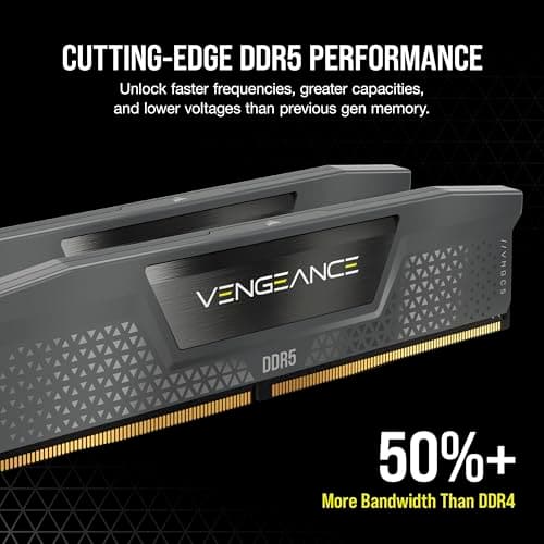 CORSAIR Vengeance DDR5 RAM 64GB (2x32GB) 6000MHz CL38-44-44-96 1.35V AMD Expo Intel XMP 3.0 Desktop Computer Memory – Gray (CMK64GX5M2B6000Z38)