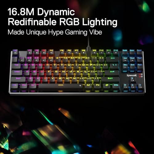 Redragon K660 (K556 TKL) RGB Wired Gaming Keyboard, 80% 87 Keys Mechanical Keyboard w/Aluminum Base, Upgraded Hot-Swap Socket and Noise Absorbing Foams, Quiet Linear Red Switch