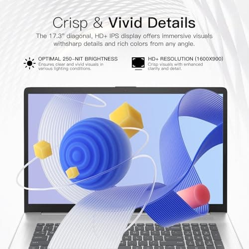 HP 17 Laptop Computer for Business and Students, Office Lifetime, 17.3" HD+ Display, Intel 10-Core i5-1334U, Fingerprint, Backlit KB, Win11 Pro, External DVD Drive, Numeric Keypad (64GB RAM | 2TB SSD)