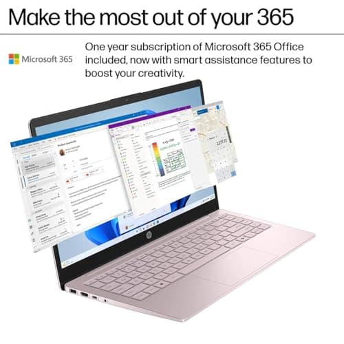 HP 14 Ultrabook • Back to School Limited Edition w/Microsoft 365 • Intel 4-Core CPU • 8GB RAM • 1.6TB Storage (128GB OnBoard w/ 512GB Portable Drive + 1TB OneDrive) • Tranquil Pink • Win 11