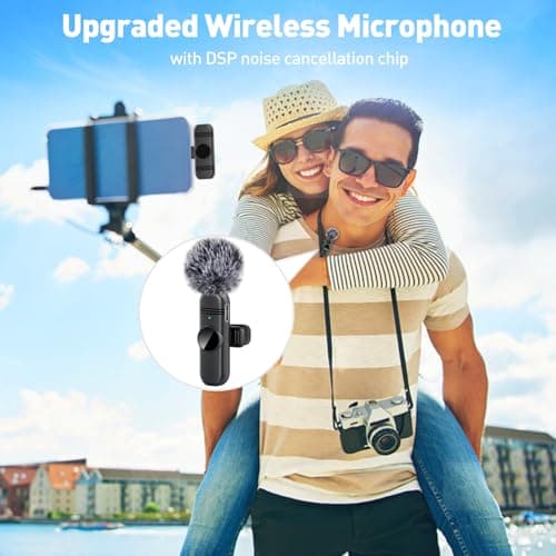 Type C Wireless Lavalier Microphone for iPhone 15,Android and Laptop,Tablet,PC,Clip on Microphone with Noise Reduction for Video Recording,Vlog,Interviews,Live Streaming,Podcast,TikTok,YouTube 2 Pack