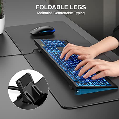 SABLUTE Large Print Backlit Keyboard, Wired USB Lighted Computer Keyboards with 7-Color & 4 Modes Backlit, Oversize Letters Keys Easy to See and Type, Quiet Keyboard Compatible for PC, Laptop