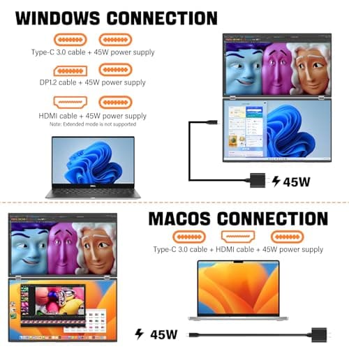 InnoView 18" 2K 100Hz Portable Monitor 100% DCI-P3 Portable Dual Monitor for Laptop 315°Adjustable Screen Extender for Windows Mac with Type-C HDMI DP Foldable Monitors Portatil(No Driver Needed)