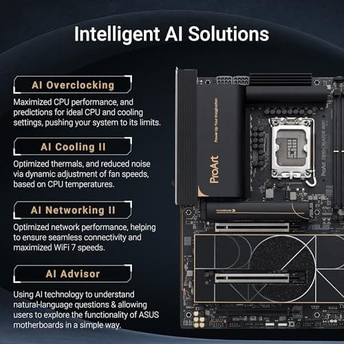 ASUS ProArt Z890-CREATOR WIFI Z890 LGA 1851 ATX Motherboard, Intel® Core™ Ultra Processor Series 2 Ready, 16+2+1+2 stages, PCIe® 5.0, DDR5, Thunderbolt™ 5 Type-C®, 10+2.5 Gb LAN, WiFi 7, 5x M.2, AI OC