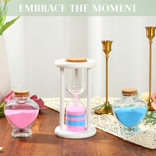 Unity Sand for Wedding Ceremony Set - 3 Pcs Wedding Sand Ceremony Sets Includes 1 Unity Hour Glass and 2 Heart-Shape Glass Sand Ceremony Vase, Wedding Unity Ideas for Ceremony (Sand not Included）