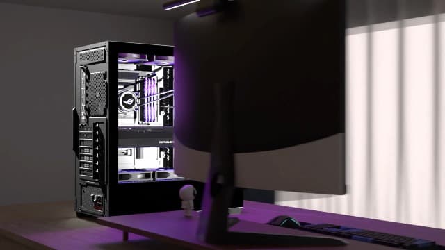 KEDIERS PC CASE ATX 4 Fans Pre-Installed, Type-C Mid Tower Computer Case with Full-View Dual Tempered Glass, Gaming PC Case,Black,P4