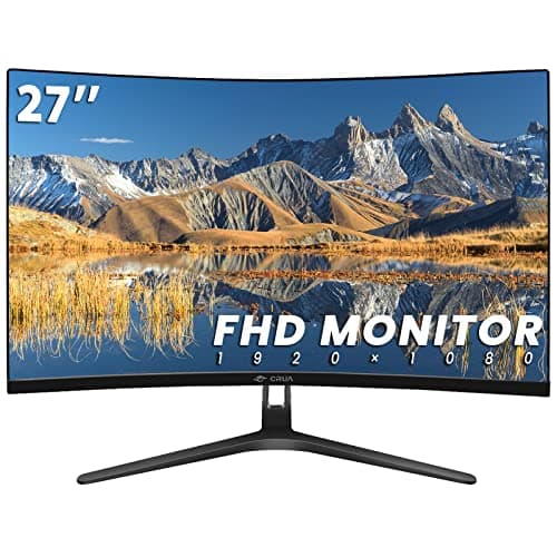 CRUA 27" Curved Monitor, FHD(1920x1080P) VA Panel, 100HZ, 120% sRGB Professional Computer Monitor, Narrow Bezels on Three Sides, Blue Light Filter, Office and Dormitory(HDMI, VGA)-Black