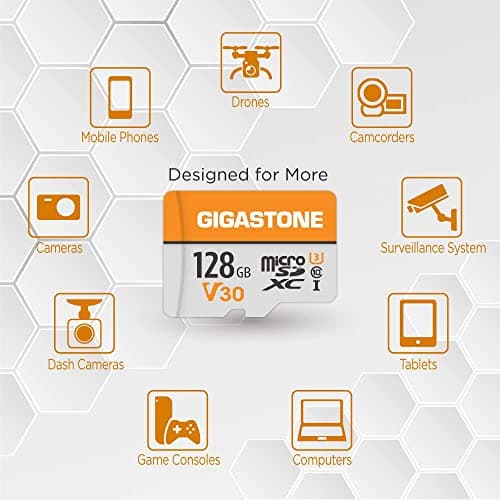 GIGASTONE 128GB 2-Pack Micro SD Card, 4K Video Pro, Compatible with GoPro, Security Camera, Dash cam, Drone, 95MB/s MicroSDXC Memory Card UHS-I V30 Class 10, with 2 SD Adapter