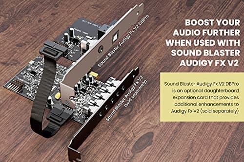 Creative Sound Blaster Audigy Fx V2 DBPro - Expansion Card for Sound Blaster Audigy Fx V2, with DSD256 Playback Support, 7.1 Surround Sound, and Optical-Out Port
