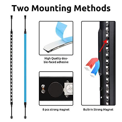 PC Addressable RGB LED Strip Lights Kit - Magnetic PC Case Lighting, 2PCS 42LEDs ARGB Strip for 5V 3pin RGB Header Motherboard Asus Aura, Asrock RGB Led, Gigabyte RGB Fusion, MSI Mystic Light