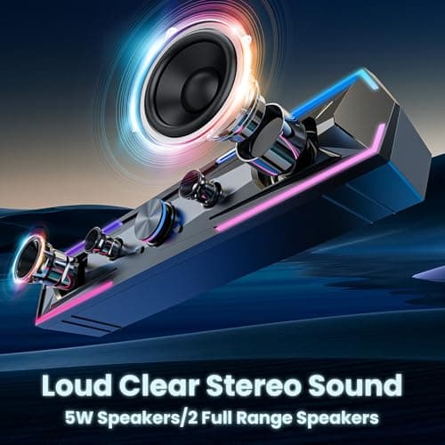 Bluetooth Computer Speakers for Pc Desktop with Clear Sound, Flowing LED Computer Speaker for Desktop Laptop Monitor, Bluetooth & USB Input