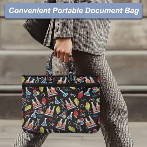 Large Document Pouch with Zipper Lightweight Tote Art Bag Reusable Filing Folder for School Office