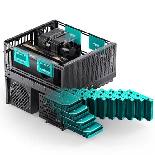 JONSBO N5 NAS Pc Case, E-ATX,12HDD+4SSD Drive Bay GPU HP Host, Supports Max. 4 GPU,E-A.TX(330mm) MB/ATX PSU Supports, with 3 Fans Built-in, 8 Slots PCI, Solid Wood Veneer Computer Case,Home Server