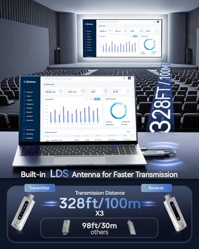 2025 Upgraded Wireless HDMI Transmitter and Receiver 328FT/100M, LED Display, 4K Decode 1080P@60Hz Ultra HD Video Output, Plug&Play 5G+2.4G for Video and Audio to Monitor from PC/Projector/TV Box