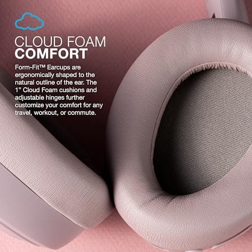 JLab JBuds Lux ANC Wireless Headphones, Mauve, Hybrid Active Noise Cancelling, Customizable Sound, Spatial Audio Compatible, Premium Over-Ear Bluetooth Headset