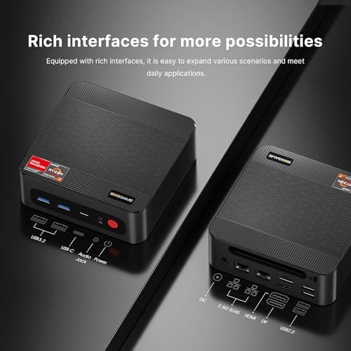 P4 Light Gaming Mini PC, Ryzen 7 5825U, 32GB RAM 1TB SSD, 11 Pro Triple 4K 60HZ Displays Desktop Computers, Support PS3 Emulator Micro PC, HDMI+DP+Type-C, WiFi 6E, BT5.2, Dual 2.5GbE LAN