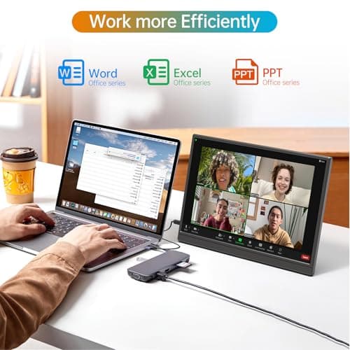 Portable Monitor 16.0inch FHD 1920 * 1200P USB C HDMI Ultra-Slim IPS Travel Display & Speakers, HDR Plug&Play, External Monitor for Laptop PC, Phone,Mac