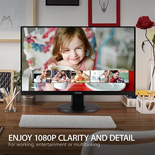 ViewSonic VA2447-MHU 24 Inch Full HD 1080p USB C Monitor with Ultra-Thin Bezel, FreeSync, 100Hz, Eye Care, HDMI, VGA Inputs for Home and Office