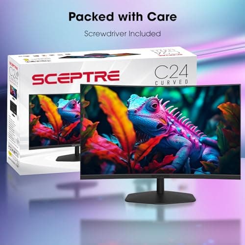 Sceptre Curved 24-inch Gaming Monitor 1500R DisplayPort HDMI X2 Eye Care 100% sRGB Build-in Speakers, 1ms 100Hz Machine Black 2024 (C248W-FW100T Series)