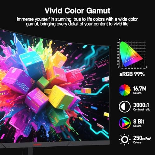 KOORUI 24 inch Curved Gaming Monitor 180Hz FHD 1080P Computer Monitor,1ms 1500R VA Display,Adaptive Sync, FreeSync Premium,HDR10,HDMI2.0X2&DP1.2,VESA Compatible,Tilt Adjustable,Eye Care,24E6CA