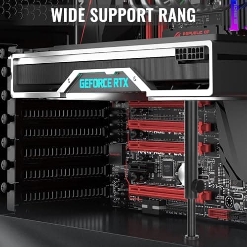 Tall GPU Support Bracket - Heavy Duty Adjustable GPU Anti Sag Holder & Support Stand for Graphics Card, 4.53"-8.27" Height Durable Black Metal PC Build Stabilizer, Large/Long GPU Sag Prevention