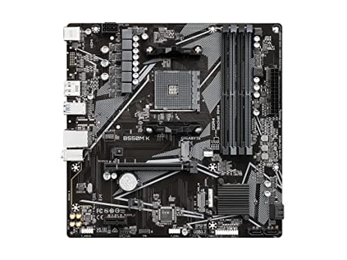 GIGABYTE B550M K Motherboard, Supports AMD AM4 Ryzen 5000 Processors, Micro-ATX, DDR4, Dual M.2, SATA 6Gb/s, Realtek GbE LAN, PCIe 4.0
