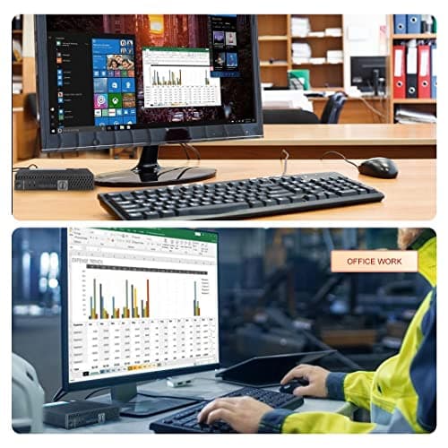 Dell Mini PC OptiPlex 7040 Desktop Computers with Dual 24 inch KOORUI Monitor,Micro PC, Intel i7-6700T 32GB Ram 1TB M.2 NVMe SSD,AX210 Built-in WiFi 6e & Bluetooth 5.2, HDMI, Windows 11 Pro (Renewed)