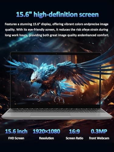 T152A 15.6" Business Laptop, 4-Core up to 3.6GHz CPU N150, 16GB RAM 1TB SSD, FHD Display, Backlit Keyboard, Fingerprint Unlock, Student Laptops Computer Win11 Pro OS, 2-Year Warranty – Silver