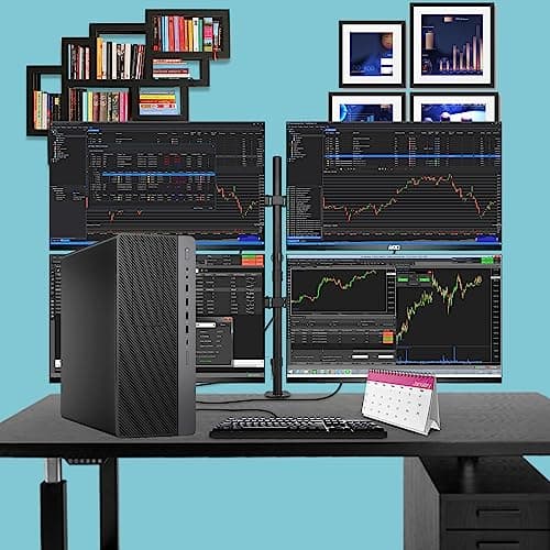 TechMagnet Trading Desktop PC, Intel Core i5 9th Gen, 16GB RAM, 512GB SSD + 4TB HDD, 4 New 22” LED Monitors, 2 Network Cards, Trading Platform Support, MTG Keyboard & Mouse Win 11 (Renewed)